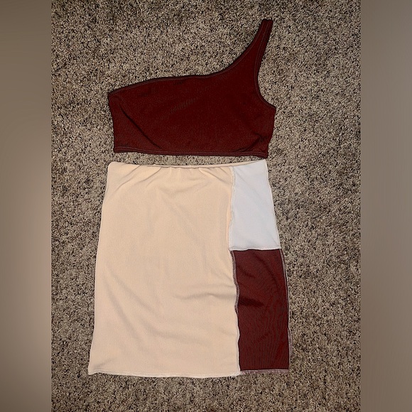 Outcast Clothing Maroon & Light Pink Two Piece Set - Picture 1 of 10